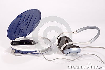 CD Player with Headphones Stock Photo