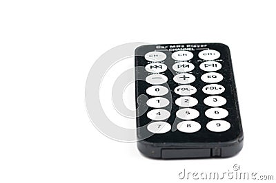 CD player remote control isolated on white background.Copy space.Copy space Stock Photo