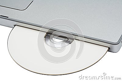 CD-ROM drive in modern notebook Stock Photo