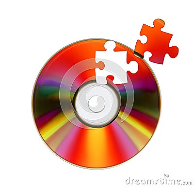 CD-ROM and puzzle. Stock Photo