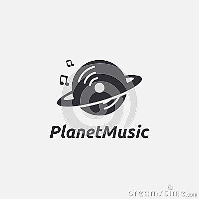 CD and saturn ring, planet music logo icon vector template Vector Illustration