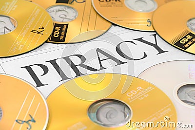 Cd and word of piracy Stock Photo