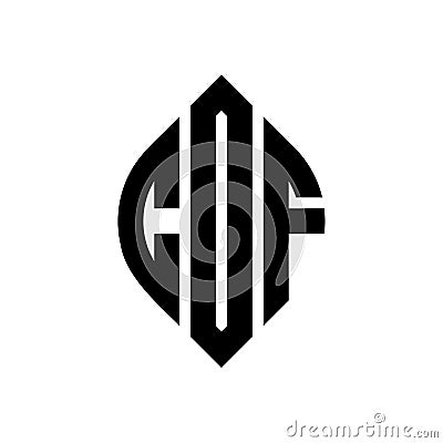 CDF circle letter logo design with circle and ellipse shape. CDF ellipse letters with typographic style. The three initials form a Vector Illustration