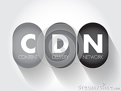 CDN - Content Delivery Network is a geographically distributed network of proxy servers and their data centers, acronym concept Stock Photo