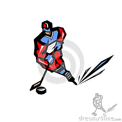 Hockey player, color emblem Vector Illustration