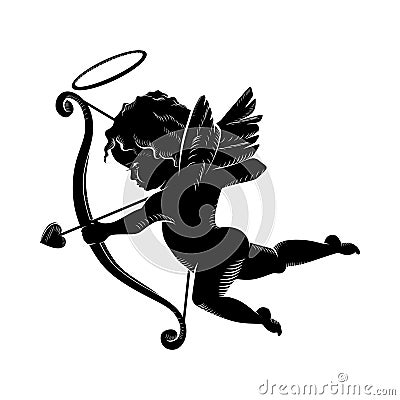 Silhouette of an angel, Cupid Vector Illustration