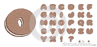 biscuit font with souffle, alphabet letters Vector Illustration