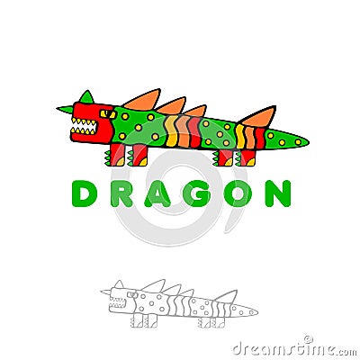 Dragon, crocodile or monitor lizard, logo Vector Illustration