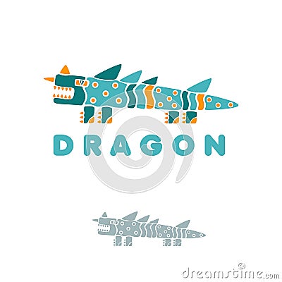 Dragon, crocodile or monitor lizard, logo Vector Illustration