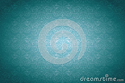 Turquoise,aqua blue vintage background ,royal with classic Baroque pattern, Rococo Vector Illustration