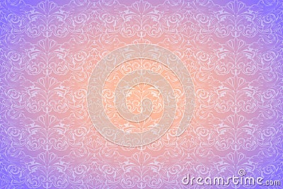 Pastel orange and purple vintage background ,royal with classic Baroque pattern, Rococo Vector Illustration