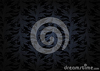 Vintage Gothic background in dark grey and black with classic floral Baroque pattern Vector Illustration