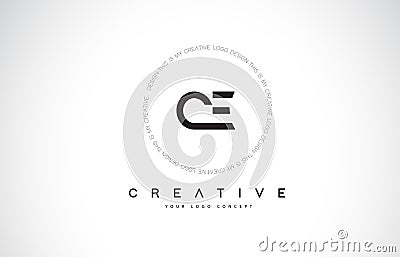 CE C E Logo Design with Black and White Creative Text Letter Vector. Vector Illustration