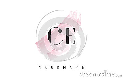 CE C E Watercolor Letter Logo Design with Circular Brush Pattern Vector Illustration