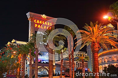 Ceasars palace in lasw vegas at night Editorial Stock Photo