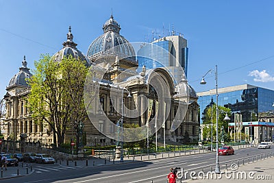 The CEC Palace in downtown, one of Bucharest's most popular buil Editorial Stock Photo