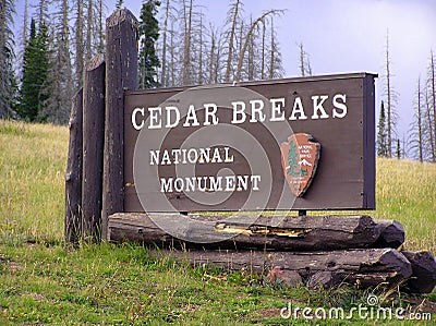 Cedar Breaks National Monument sign board Editorial Stock Photo