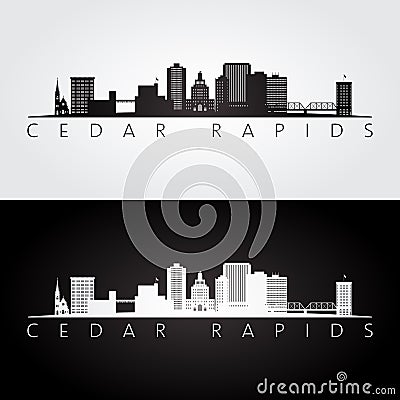 Cedar Rapids, Iowa USA skyline and landmarks silhouette Vector Illustration