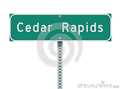 Cedar Rapids road sign Cartoon Illustration