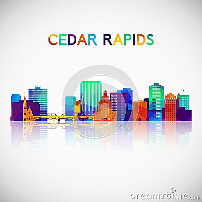 Cedar Rapids skyline silhouette in colorful geometric style. Vector Illustration
