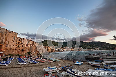 The characteristic port of CefalÃ¹ Editorial Stock Photo