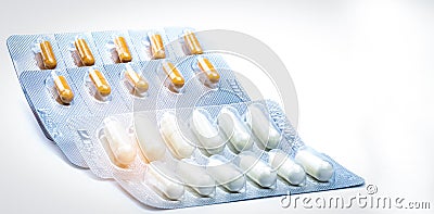 Cefixime and azithromycin capsule in blister pack for treatment gonorrhea. Neisseria Gonorrhoeae treatment. Antibiotic drug Stock Photo