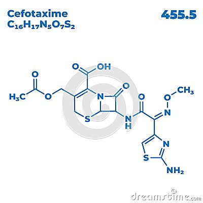 The illustrations molecular structure of cefotaxime Vector Illustration