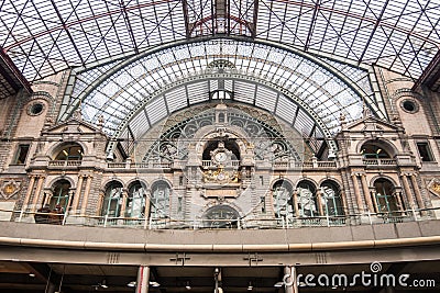 Ceiling Antwerp Central Station ANTWERP- FEBRUARY 3rd. 2015 Editorial Stock Photo