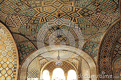 Ceiling art in Golestan palace, Tehran, Iran Stock Photo