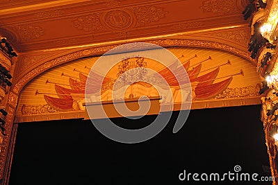 Bolshoi theater historical building interior, curtain of the auditorium Editorial Stock Photo