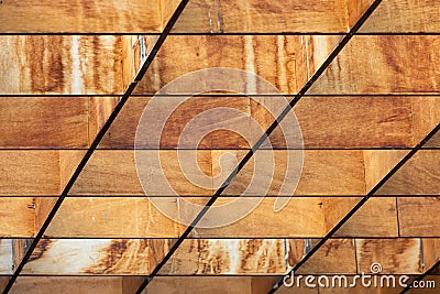 Ceiling background of wooden timbers painted in brown colors Stock Photo