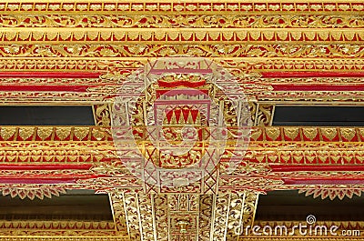 Ceiling with beautiful ornament in Yogyakarta Sultanate Palace Stock Photo