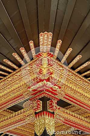 Ceiling with beautiful ornament in Yogyakarta Sultanate Palace Stock Photo