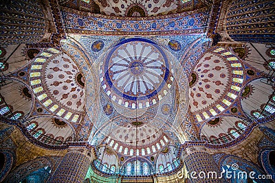 Ceiling of the Blue Mosque Stock Photo