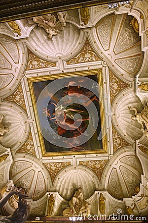 Ceiling in the Borghese Collection in Villa Borghese Rome Italy Editorial Stock Photo