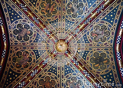 Ceiling in Cardiff Castle, Wales Editorial Stock Photo