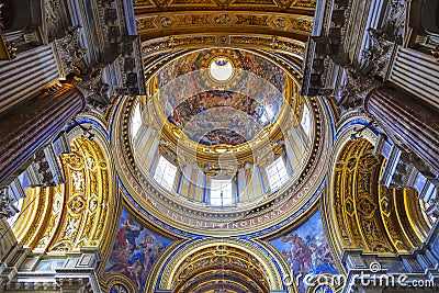 The ceiling of the church of Saint Agnese in Agone. Piazza Navona, Rome Editorial Stock Photo