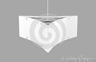 Ceiling Dangler Hardware Holds Three Graphic Panels. Cartoon Illustration