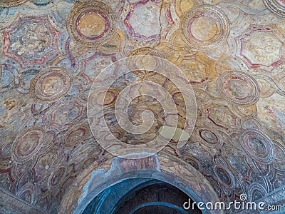 Ceiling decorations in the Bathhouse, Pompeii Editorial Stock Photo
