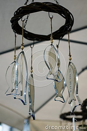 Home decoration for ceiling with fishes. Stock Photo