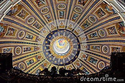 Ceiling dome with art in the st peters church basilica in the vatican city, rome Editorial Stock Photo