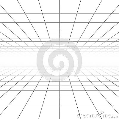 Ceiling and floor perspective grid vector lines, architecture wireframe Vector Illustration