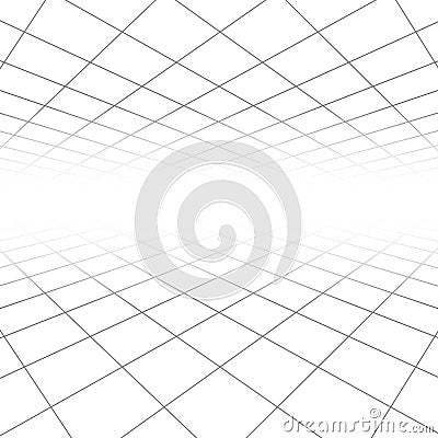 Ceiling and floor tile texture, 3d lines in perspective vision vector abstract geometric background Vector Illustration