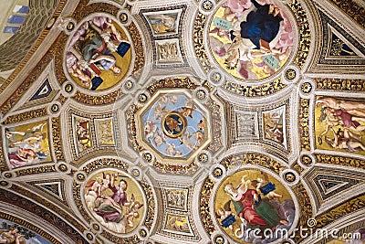 Ceiling of gallery in the Vatican Museum, Vatican, Rome, Italy Editorial Stock Photo