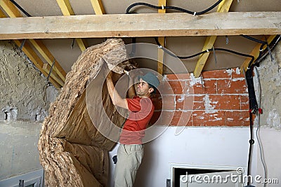 Ceiling insulation Stock Photo