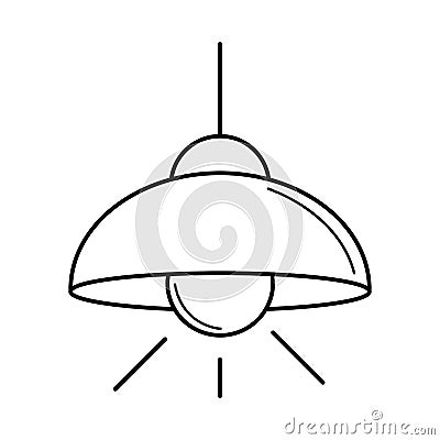 Ceiling lamp, electric light bulb, eco idea metaphor, isolated icon line style Vector Illustration