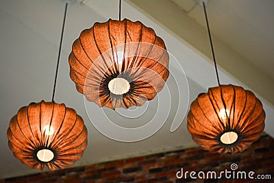 Ceiling lamps in brown, hanging beautiful, Stock Photo