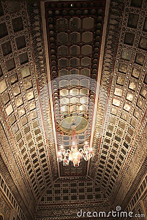 Ceiling Mirror Work, Meharongarh Fort Stock Photo