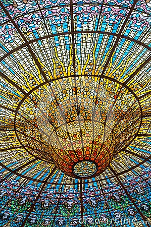 Ceiling in Misic Palace, Barcelona, Spain Editorial Stock Photo