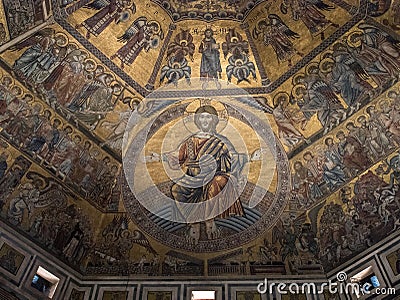Ceiling Mosaic in Baptistery in Florence Editorial Stock Photo